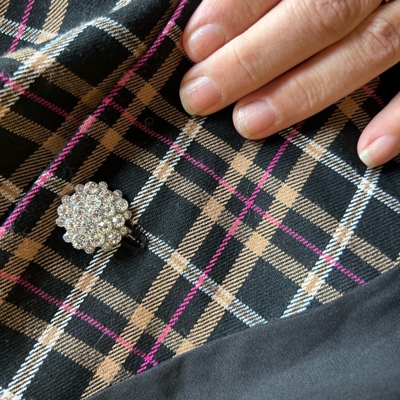 Cece Plaid Tie Neck Blazer Jacket with Rhinestone Button-Up Size XL - Picture 10 of 14